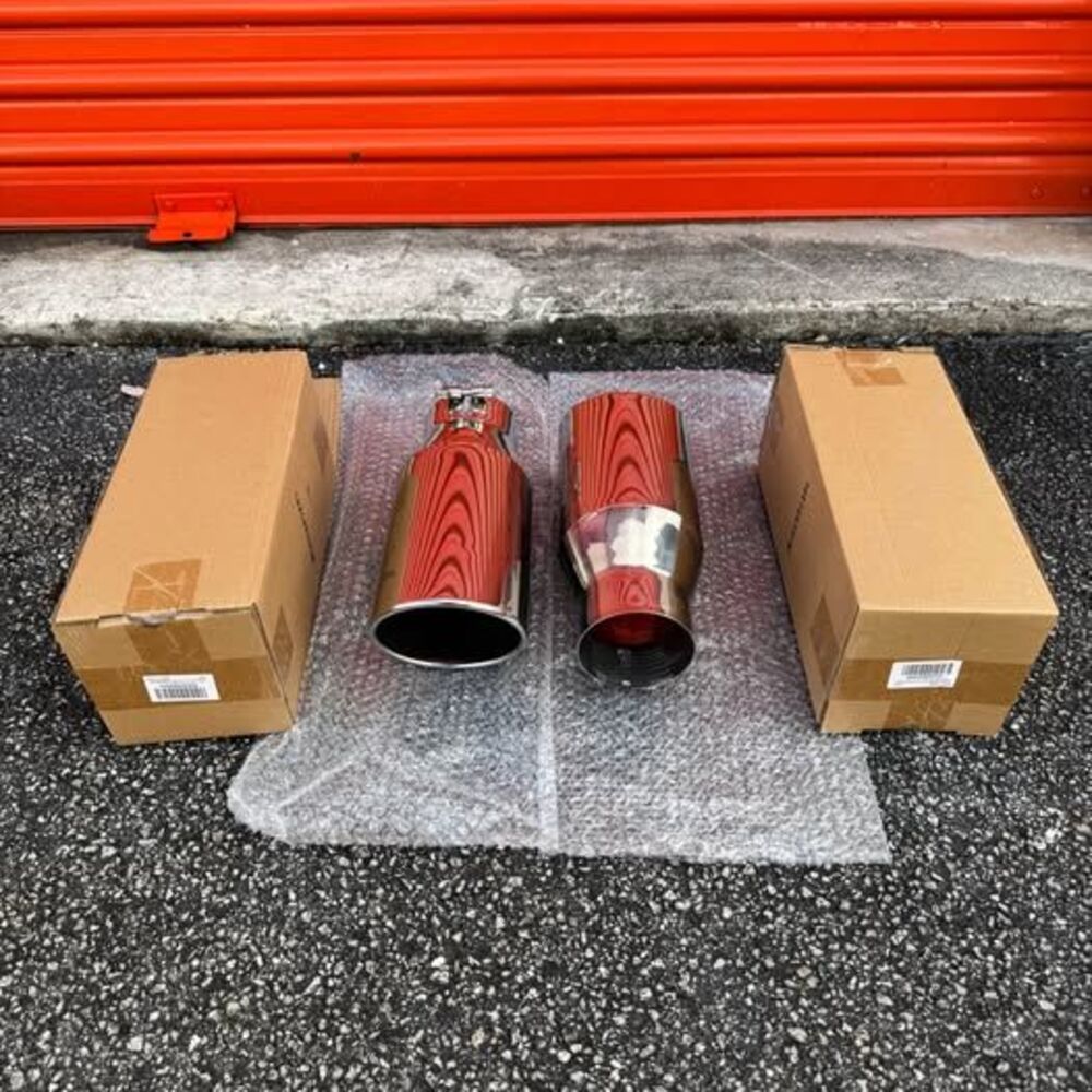 Exhaust Tip 3.5" Inlet - 5" Outlet -12" Long Stainless Steel Rolled Edge Bolt-On